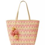 BTB Los Angeles Bria Straw Tote in Natural Rose, NWT, One Size Pink Photo 6
