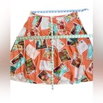Eddie Bauer Vintage Vacation Postcards Retro Cotton Skirt Size 8 Peach Cotton Photo 5