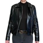 Topshop  Black Faux Leather Jacket Size 6 Photo 2