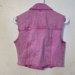 Avec Les Filles  Womens Pink Acid Wash Crop Denim Vest Size Small Photo 2