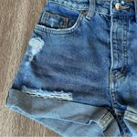 H&M  Divided Distressed Cuffed Denim Shorts Mom Jean Button Fly Medium Wash Blue Photo 9