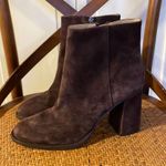 Ann Taylor chocolate suede block heel booties size 8 Photo 5