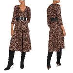 Ba&sh 💕💕 Tracy Midi Dress ~ Camel Leopard Print Size 0 = US 4 XS Photo 5