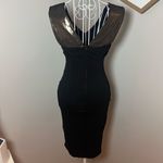 Cinq A Sept Black Ruched Bodycon Metallic Strap Plunge V Neck Cocktail Dress Sz0 Size 0 Photo 2