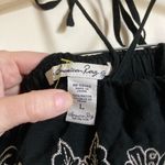 🌞American Rag Cie Black Halter Top Crinkle Body Embroidered Floral Maxi Dress Size L Photo 1