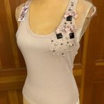 New, Lavishly Paris Women’s Jeweled Halter Tank Top. Size Medium Tan Photo 8
