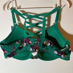 Cacique NWT Seriously Sexy Emerald Floral Boost Plunge Bra 46C Lattice Back Photo 5