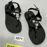 Michael Kors Womans Black Rhinestone Accent Thong Sling Back Flat Sandals 6 M Photo 0