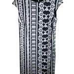 Just Cavalli  Black And White Printed Short Sleeve Knee Length Dress Photo 1
