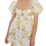 For Love & Lemons Serafina Citrus Print Open Back Mini Dress Size Large NWT Photo 0