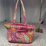 Vera Bradley Pink Paisley Quilted Tote Bag with Matching Pouch Photo 1