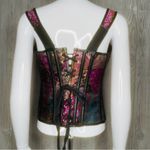Women Embroidery Strap Corset Vest Gothic Overbust Up Zipper Side Corset Bustier Purple Size XL Photo 5