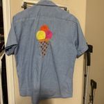 Vintage 70s Big Mac Chambray Work Shirt Texas A&M Embroidered Hippie Sun college Blue Size M Photo 4