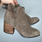 Blondo Waterproof Suede Taupe Ankle Booties Wood Stacked Block Heel Boots Photo 0