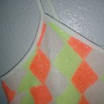 Solemio  L Crop Tank Top Harlequin Highlighter Sequins Top Photo 2
