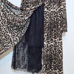 Venus  Black Leopard Print Midi Dress with Lace Accents NWOT Size 12 Photo 4