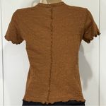 Rag and Bone  Gemma Jacquard Scoop Neck Short Sleeve Top Lettuce Trim Small Brown Photo 6