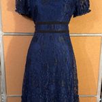 Miami NWT Mi Ami Navy & Black Floral Lace Ruffle Tier Midi Dress – Size Small Photo 3