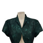 Theia Green Jacquard Cropped Evening Jacket Short Sleeve Size 14 Green Photo 1