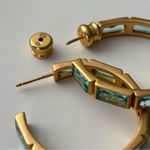 NWOT Julie Vos Gold and Aqua Hoop Earrings Photo 3