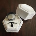 Ladies Stainless Steel Black High Polished 2 Piece Set Rings Size 7 NWT Photo 0