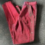 Vtg 80s Red/Black Acid Wash Jeans Womens High Waisted Embellished 7/8 USA NFR Red Photo 0