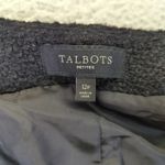 Talbots  Petites Black Textured Blazer Jacket Faux Leather Pocket Womens 12P Photo 2
