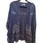 Monoreno  Gray Embroidered Poncho Top Sz.S Photo 0