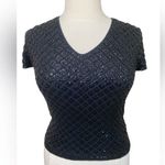 Ann Taylor Beautiful 90s black beaded 100% silk short sleeve top Photo 0