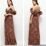 After Six  Ruffle Strap Pleated Metallic Dress‎ Harvest Floral XL Photo 2