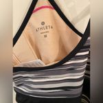 Athleta SUN DRESS RACERBACK LADIES SIZE Medium Black Gray White Striped Photo 3