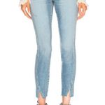 AMO Size 29 Blue Twist Heartbreaker Ankle Slim Straight Fray Hem Jeans Photo 0