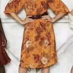 Moulinette Soeurs ‎ Cara Cara Silk Smocked Cold Shoulder Midi Dress Sz 6 Floral Photo 0