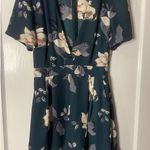 ASTR  The Label Floral Print V Neck Short small Sleeve Romper Jumpsuit Teal Photo 0