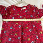 Skies Are Blue  Vibrant Red Floral Chiffon Lace Detail 3/4 Sleeve Shift Dress‎ M Photo 10