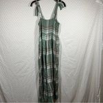 American Eagle  Green White Plaid Smocked‎ Wide Leg Jumpsuit Photo 4
