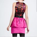 Milly An Original  of New York SILK Graffiti Abstract PINK Peplum Mini Dress 4 Photo 2