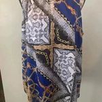 INC I.N.C Satin Blue Blouse Top Women’s XL Extra Large Sleeveless w/ Chain Detail Photo 0