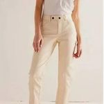 Free People #79 NWOT Rebel Vegan Leather Pants in Sugar Cookie Cream Photo 0