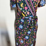 Zesica Dress Women M Black Floral Boho Wrap Maxi Wedding Guest Tradwife Modest Size M Photo 7