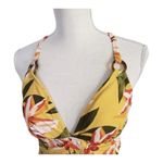 Kona Sol  Women's Tortoise Ring High Coverage Swimsuit Yellow Floral Size M Photo 6