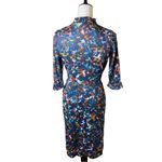 Vintage Claire Tiffany Traveler Abstract Ruffle Dress | Small | Pinup Rockabilly Blue Photo 2