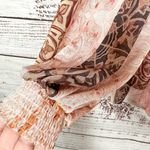 ZARA NEW Patchwork Silky Soft Floral Peasant Peplum Tie Neck Blouse, Medium Photo 7