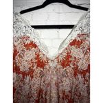 Free People  Morning Sun Floral Lace Trim V Neck Mini Slip Dress Coral White Sz S Photo 4