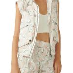 NEW Free People FP Movement Off The Grid Printed Ivory Hooded Vest size Medium Gray Photo 2