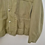 Sans Souci  | Army Green Contrast Topstitch Moto Jacket Utility | Size Large Photo 2