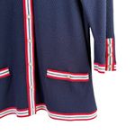 Talbots Textured Tipped Cotton Cardigan in Navy Blue Pearl Buttons Detail, 1X Photo 5