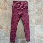 Athleta Elation Textured Leggings Medium Rose Pattern Burgundy Maroon Photo 2
