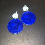 blue floral circle earrings Photo 4