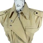 Elan Utility Safari Dress Jacket Yellow Belted Sleeveless Zip Front Women's S Photo 11